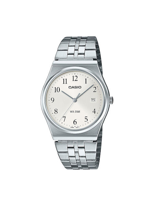 Casio MTP-B145D-7BVEF – Unisex Ρολόι Αναλογικό (Ατσάλινο Μπρασελέ, Λευκό Καντράν)